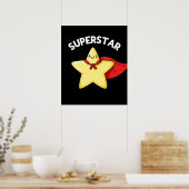Super Star Funny Astronomy Pun Dark BG Poster (Keuken)