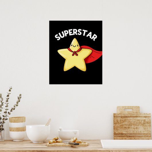 Super Star Funny Astronomy Pun Dark BG Poster (Keuken)