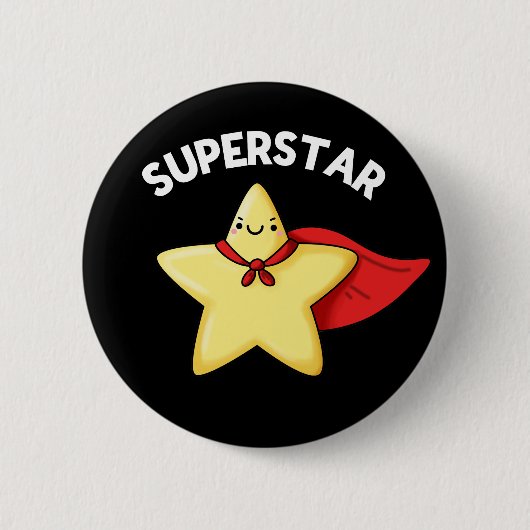 Super Star Funny Astronomy Pun Dark BG Ronde Button 5,7 Cm (Voorkant)