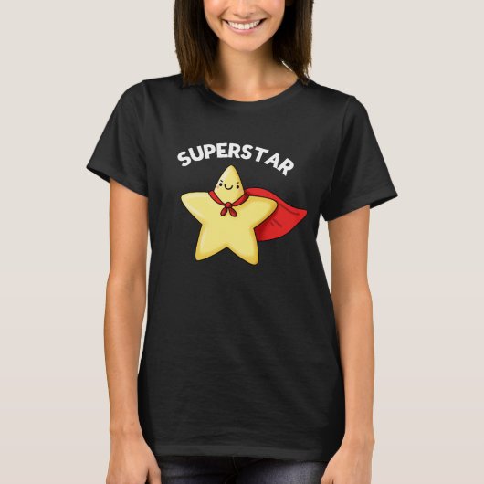 Super Star Funny Astronomy Pun Dark BG T-shirt (Voorkant)