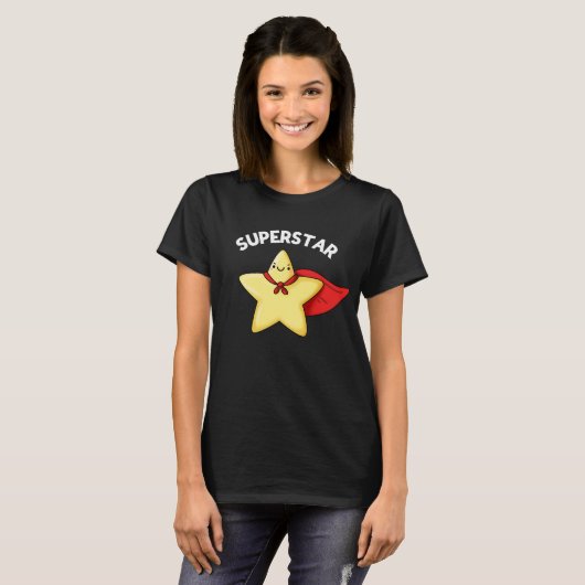 Super Star Funny Astronomy Pun Dark BG T-shirt (Voorkant volledig)