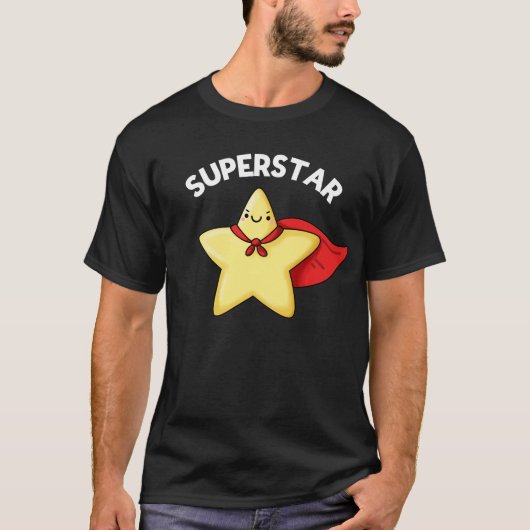 Super Star Funny Astronomy Pun Dark BG T-shirt (Voorkant)
