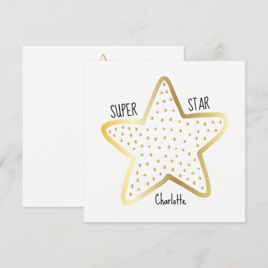 Super Star Gefeliciteerd Gold Star Flat Kaart (Voorkant / Achterkant)