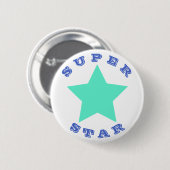SUPER STAR | Grote Blauwgroen Star-Button Ronde Button 5,7 Cm (Voorkant /achterkant)