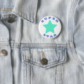 SUPER STAR | Grote Blauwgroen Star-Button Ronde Button 5,7 Cm (In situ)