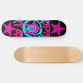 Super Star Hot Pink Blauwgroen Swirls Stars Patroo Persoonlijk Skateboard (Horizontaal)