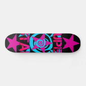 Super Star Hot Pink Blauwgroen Swirls Stars Patroo Persoonlijk Skateboard (Horizontaal)