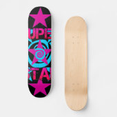 Super Star Hot Pink Blauwgroen Swirls Stars Patroo Persoonlijk Skateboard (Voorkant)