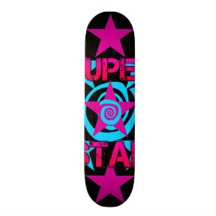 Super Star Hot Pink Blauwgroen Swirls Stars Patroo Persoonlijk Skateboard
