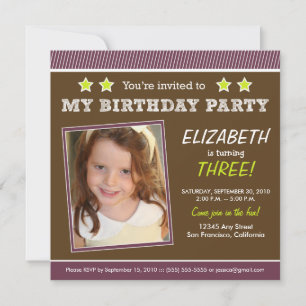 Super Star. Meisjes Paarse Birthday Party Invite Kaart