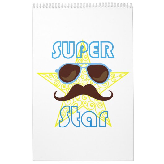 Super Star met zonnebril en snor Kalender (Hoes)