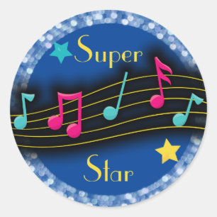 Super Star-Muzieknoten Klassieke ronde sticker