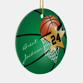 Super ⭐ Star Player Donkergroene 🏀 Basketball Keramisch Ornament (Rechts)