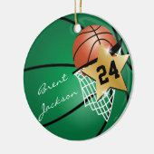 Super ⭐ Star Player Donkergroene 🏀 Basketball Keramisch Ornament (Links)