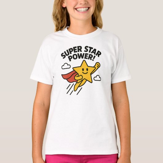 Super Star Power Cute Yellow Hero Design T-shirt (Voorkant)