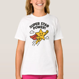 Super Star Power Schattig Geel Held Ontwerp T-shirt