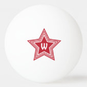 Super Star Red Monogram Initiaal Pingpongbal (Voorkant)