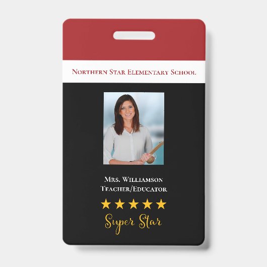 Super Star School Leraar ID Foto Badge (Voorzijde)