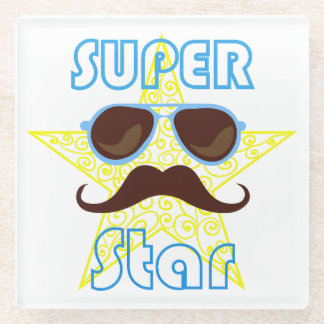 Super Star with sunglasses and mustache Glazen Onderzetter