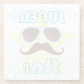 Super Star with sunglasses and mustache Glazen Onderzetter (Achterkant)