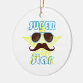 Super Star with sunglasses and mustache Keramisch Ornament (Links)