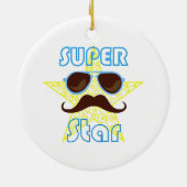 Super Star with sunglasses and mustache Keramisch Ornament (Achterkant)