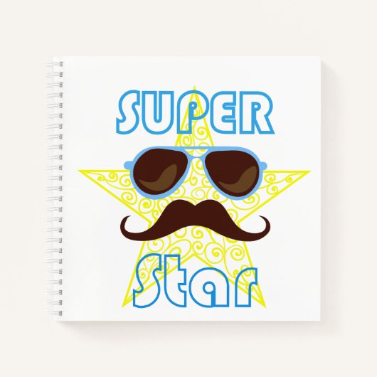 Super Star with sunglasses and mustache Notitieboek (Voorkant)