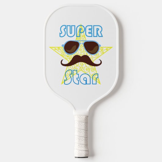 Super Star with sunglasses and mustache Pickleball Paddle (Voorkant)
