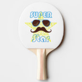 Super Star with sunglasses and mustache Tafeltennisbatje (Achterkant)