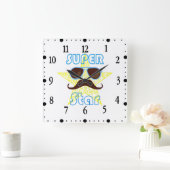 Super Star with sunglasses and mustache Vierkante Klok (Huis)