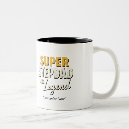 Super Step Dad the Legend Mug – Custom Gift Tweekleurige Koffiemok (Rechts)