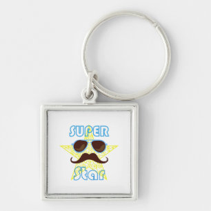Super Ster met zonnebril en snor Sleutelhanger