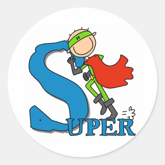 Super Stick Figure Hero Ronde Sticker (Voorkant)