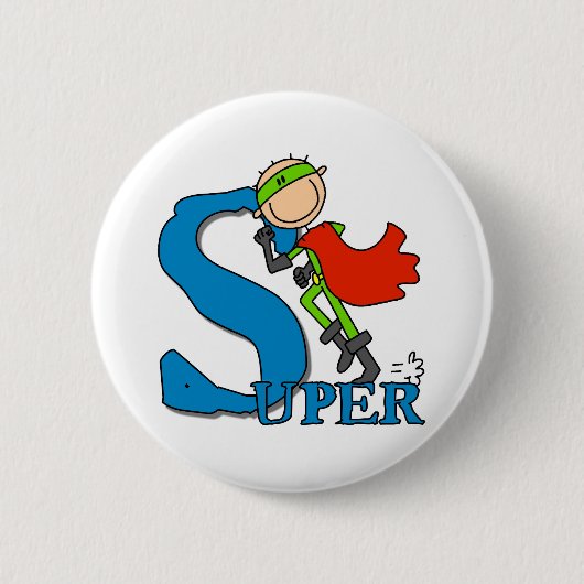 Super Stick Figuur Hero Ronde Button 5,7 Cm (Voorkant)