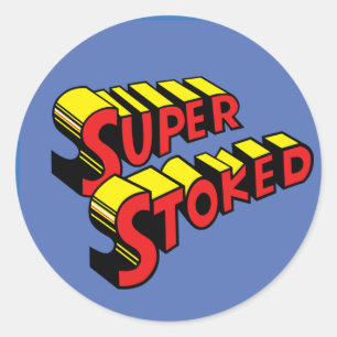 Super Stoked Blue ticker Ronde Sticker