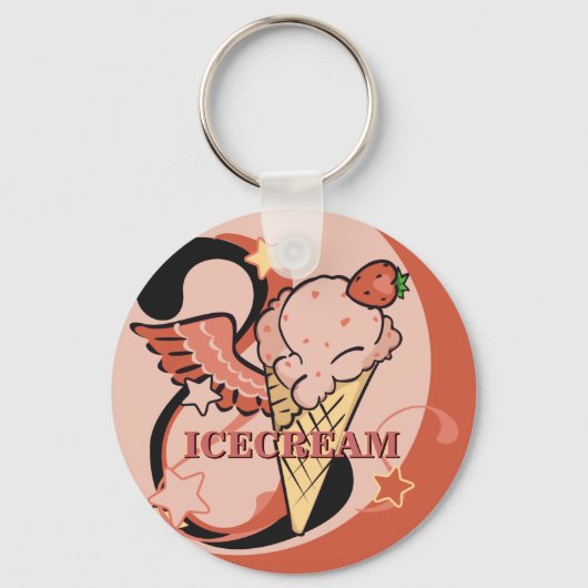 Super Strawberry Ice Cream Sleutelhanger (Voorkant)