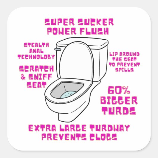 Super Sucker Toilet Humor Vierkante Sticker (Voorkant)