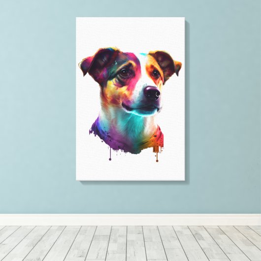 Super süsser Jack Russel auf Premium Leinwand Canvas Afdruk (Insitu (Houten vloer))