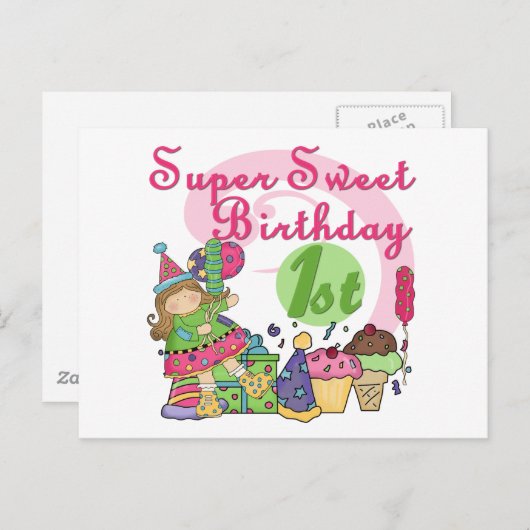 Super Sweet 1e Verjaardag T-shirts en geschenken Briefkaart (Voorkant / Achterkant)