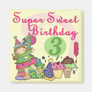 Super Sweet 3rd Birthday Tshirts en cadeaus Magneet