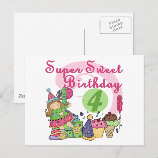 Super Sweet 4e verjaardag T-shirts en geschenken Briefkaart (Voorkant / Achterkant)