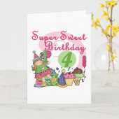 Super Sweet 4e verjaardag T-shirts en geschenken Kaart (Gele Bloem)