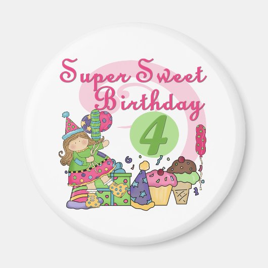 Super Sweet 4e verjaardag T-shirts en geschenken Magneet (Voorkant)