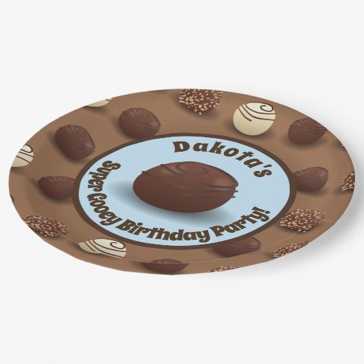Super Sweet Chocolate Making Birthday Party Blue Papieren Bordje (Gekanteld)