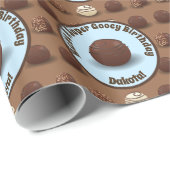 Super Sweet en Gooey Chocolate Birthday Blue Cadeaupapier (Rol Hoek)