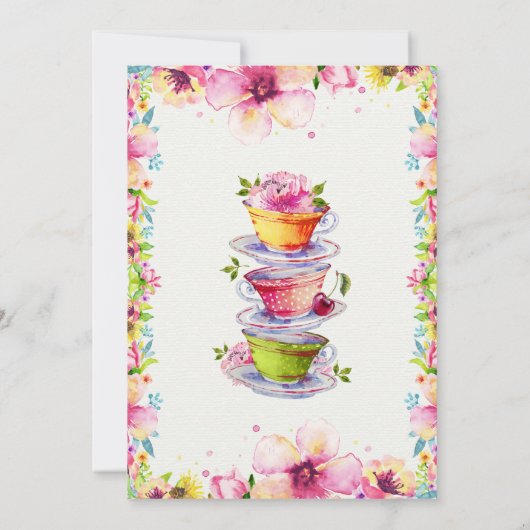 Super Sweet en Vibrant Tea Party Birthday Kaart (Achterkant)