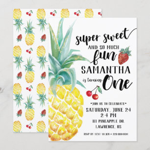 Super Sweet Fruit First Birthday Invitation Kaart