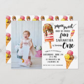 Super Sweet Ice Cream eerste verjaardag uitnodigin Kaart (Voorkant / Achterkant)