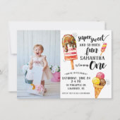 Super Sweet Ice Cream eerste verjaardag uitnodigin Kaart (Voorkant)