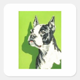 Super Sweet  Mid Century Boston Terrier Vierkante Sticker